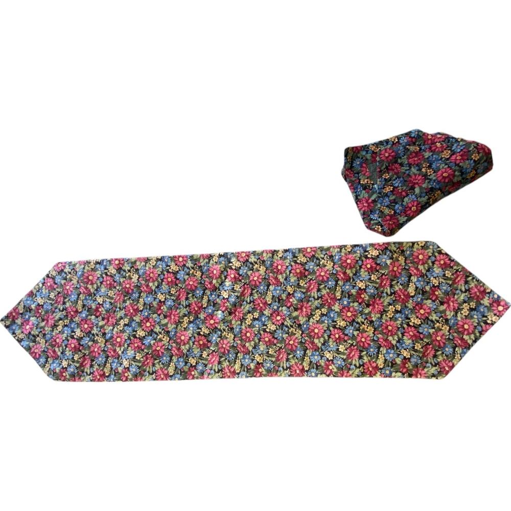 Decorative Quilted Floral 54 in Table Runner Reversible Multicolor